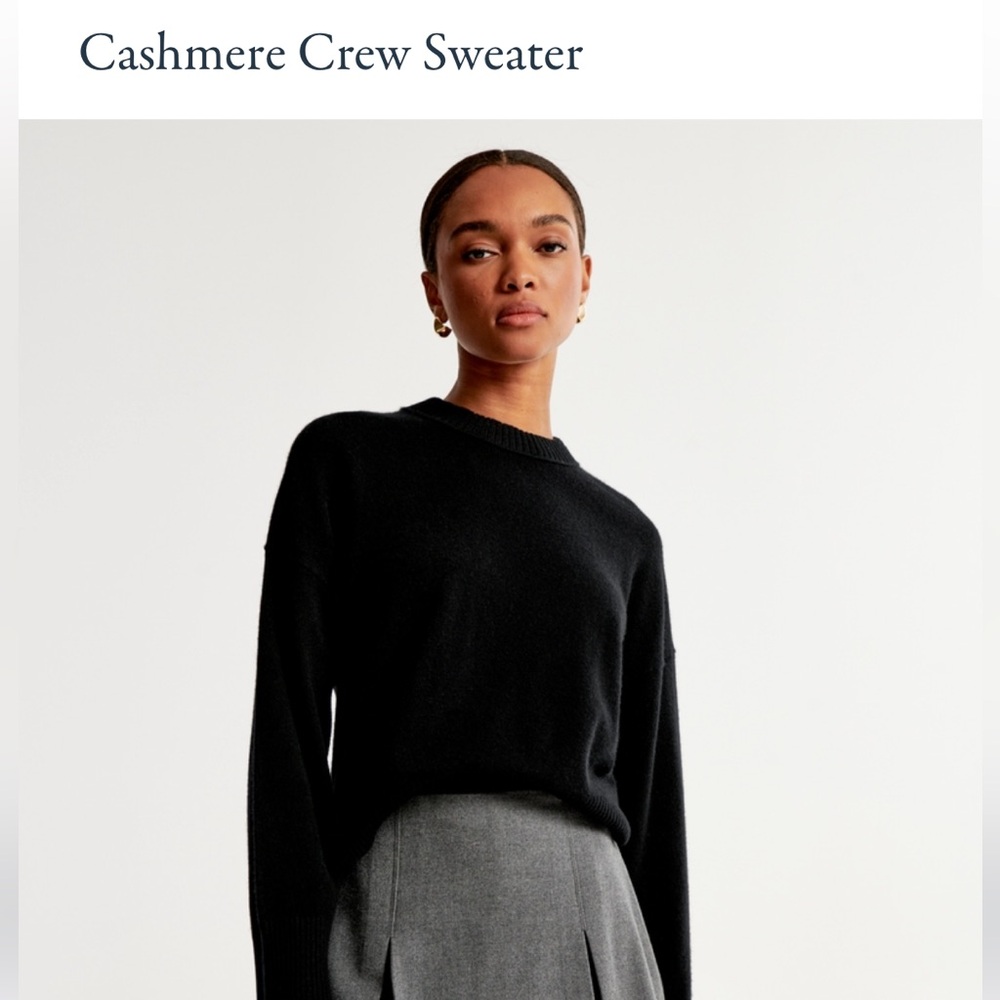 Abercrombie & Fitch Black Cashmere Crew Sweater